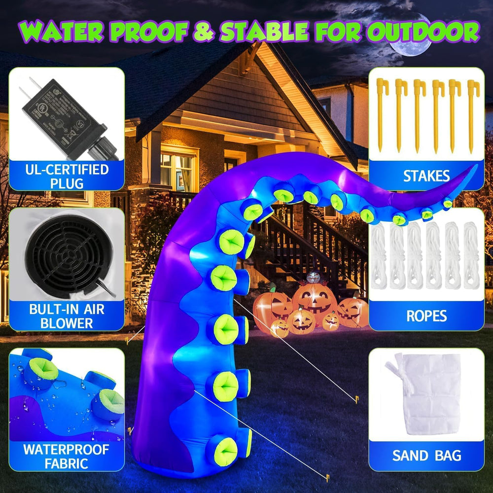 1PCS 14.3FT Giant Halloween Inflatables Octopus Tentacles, Huge Halloween Dec...