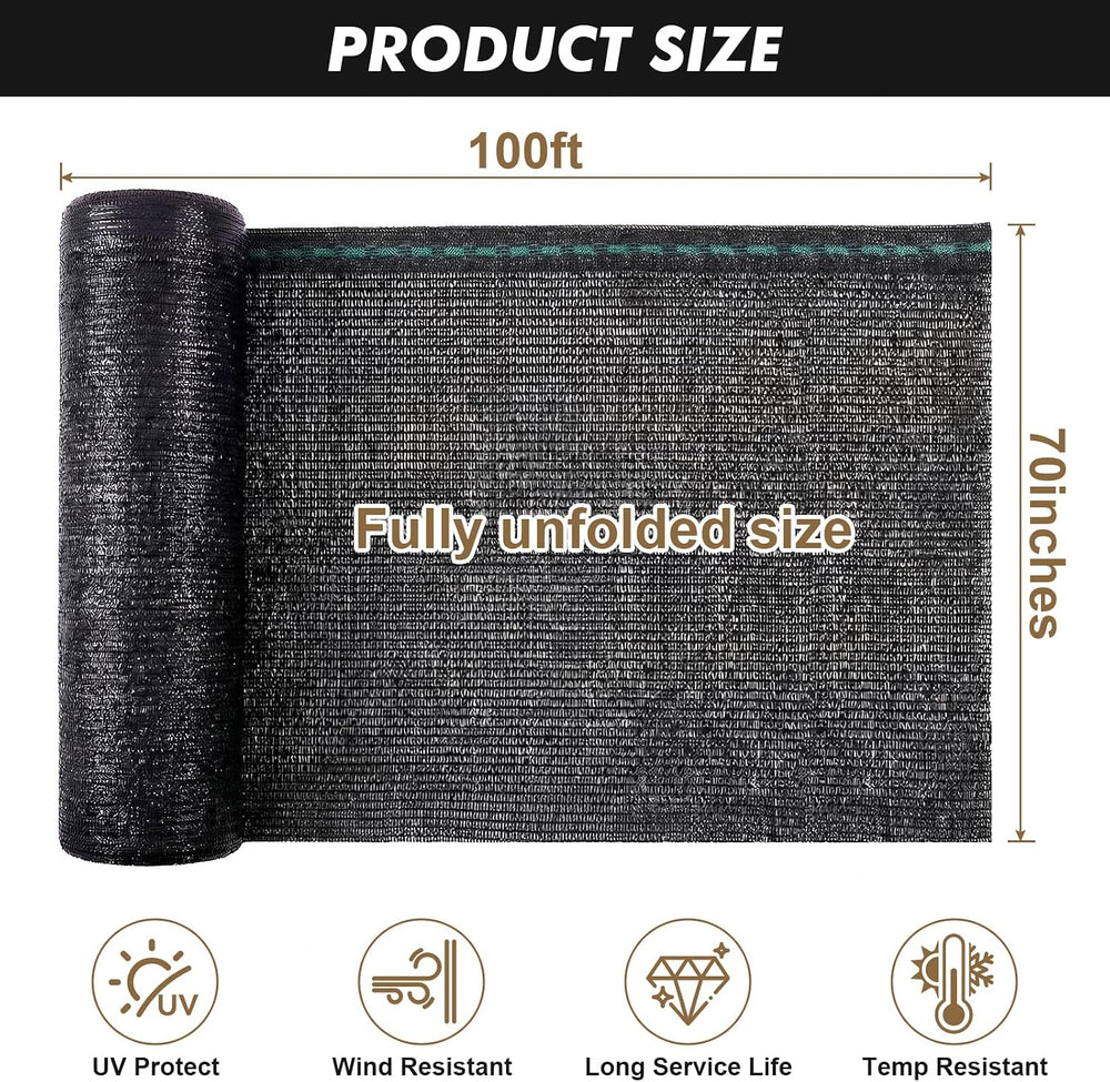 Artpuch 50% Black Garden Shade Cloth Roll for Plants, 5'10" x 100 FT
