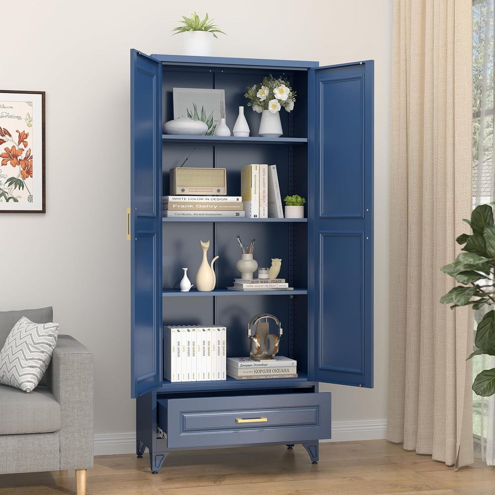 SteeLoong 75" Metal Storage Cabinet with Doors and 3 Adjustable Shelves