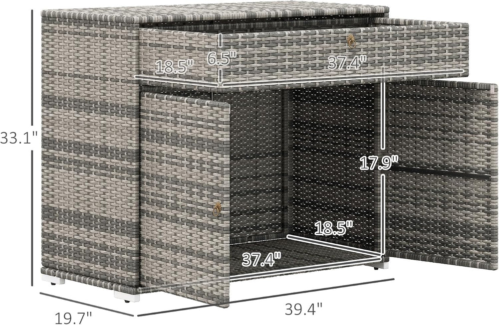 Outsunny Outdoor Storage Cabinet with Drawer Freestanding Gray