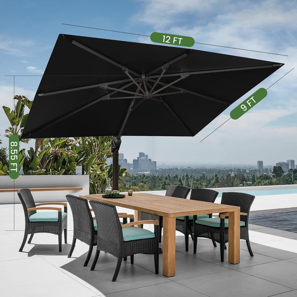 9' X 12' Cantilever Patio Outdoor Umbrella with Base Included
