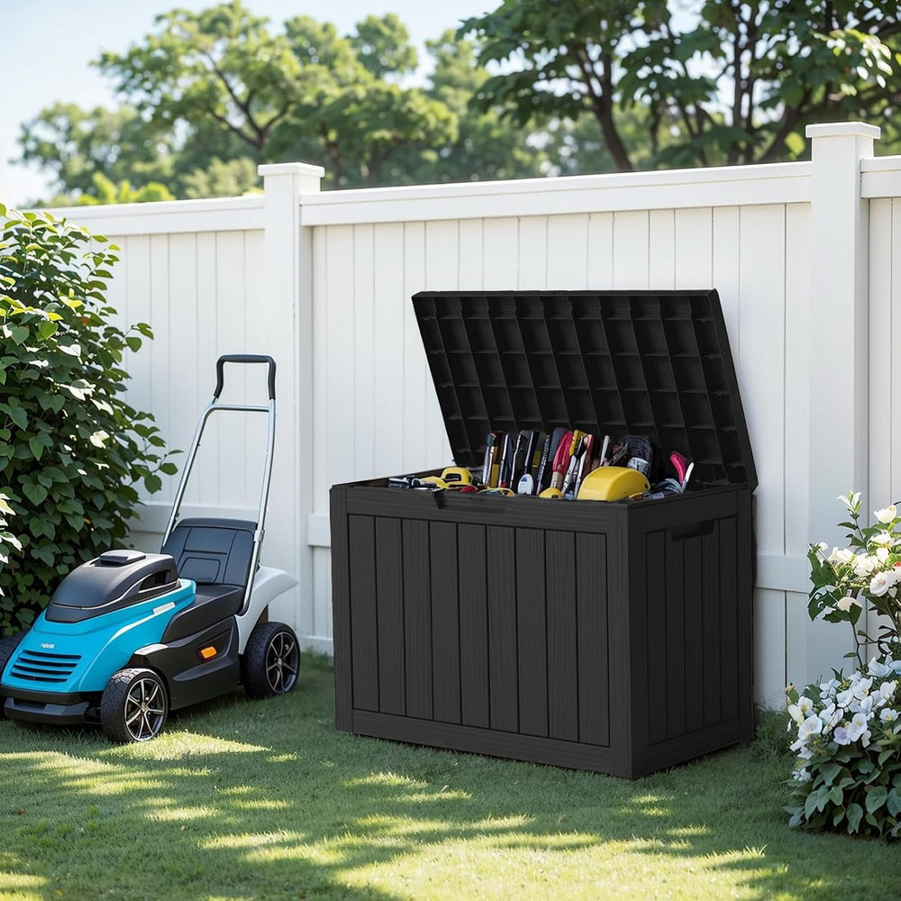 PatioZen 70 Gallon Outdoor Storage Box, Waterproof Patio Deck Box, Black