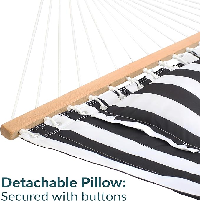 Sunnydaze Quilted Outdoor Hammock with Spreader Bars - Heavy-Duty 450-Pound C...