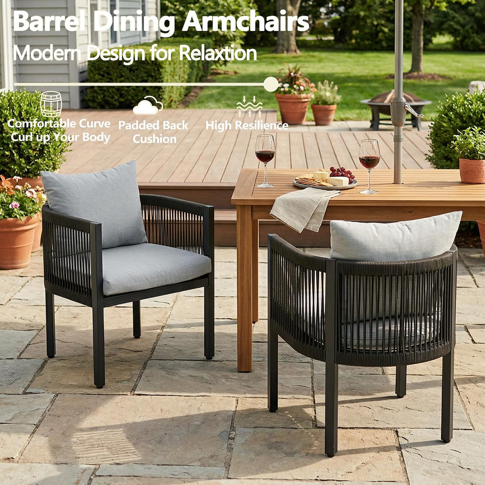 Outdoor Dining Chairs Set of 6, Rope Rattan Outdoor Chairs, All Weather Patio...