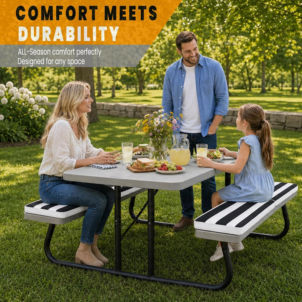 2 Pack (72×12×2Inch) Picnic Table Bench Cushions, Outdoor Furniture Cushions ...