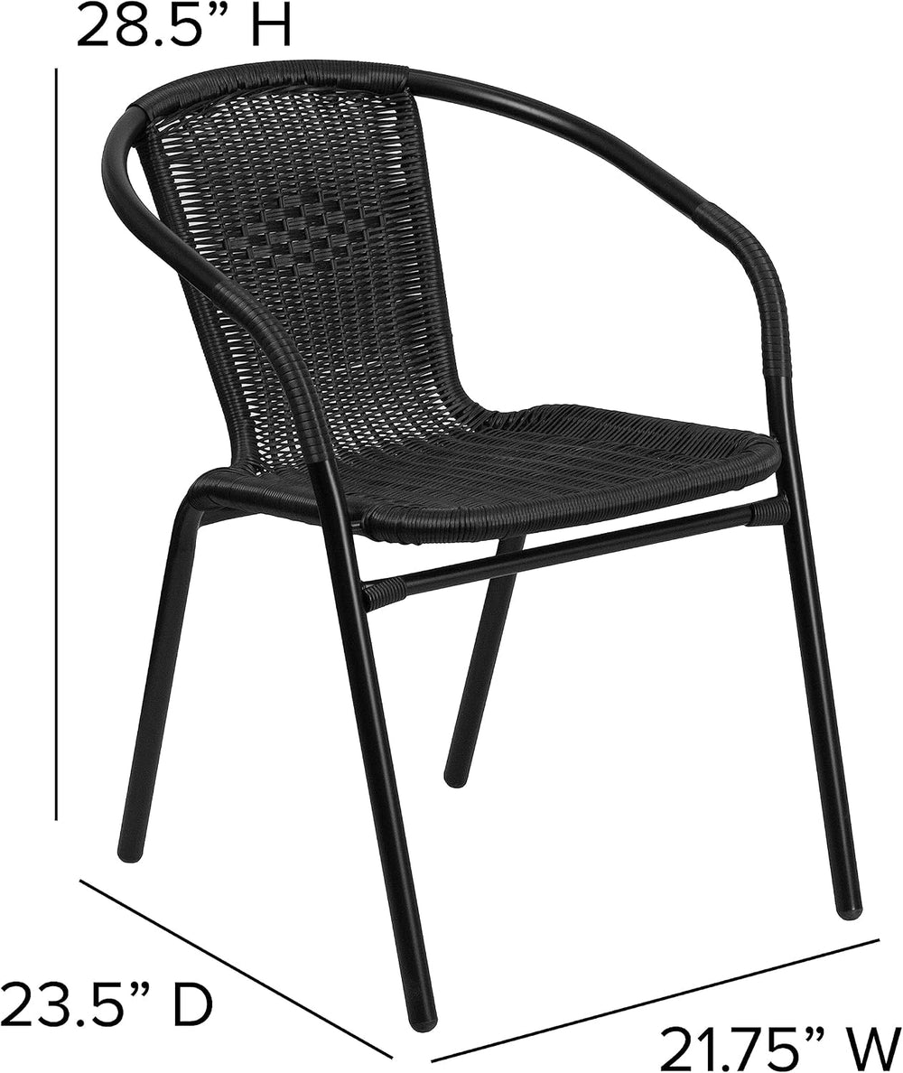 Flash Furniture Modern Rattan Indoor/Outdoor Restaurant Dining Chairs, Stacka...