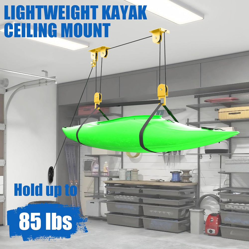 Kayak Pulley System for Garage, Self-Locking Ceiling Hoist for Canoe