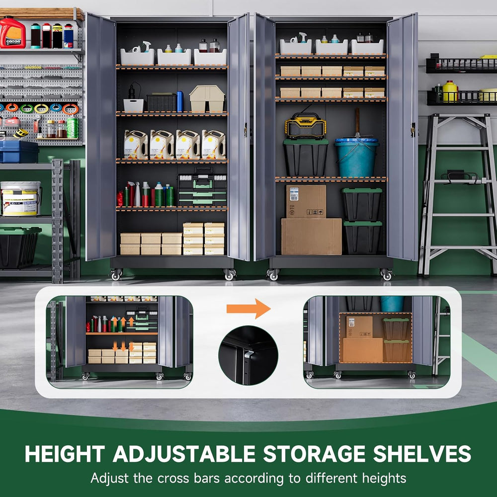 Letaya Metal Garage Storage Cabinets with Lock Door and Adjustable Shelves, S...