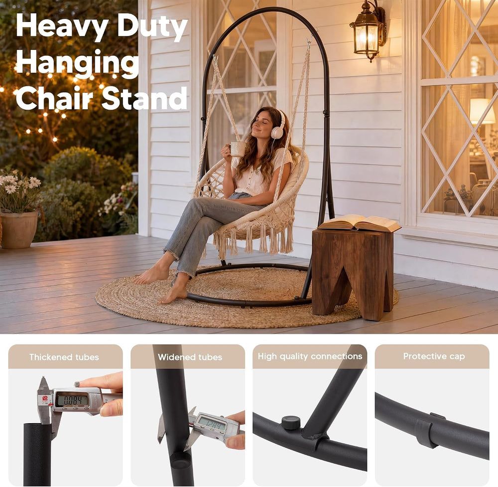 Hammock Chair with Stand Included, Heavy Duty Hanging Chair with Stand, 330 l...