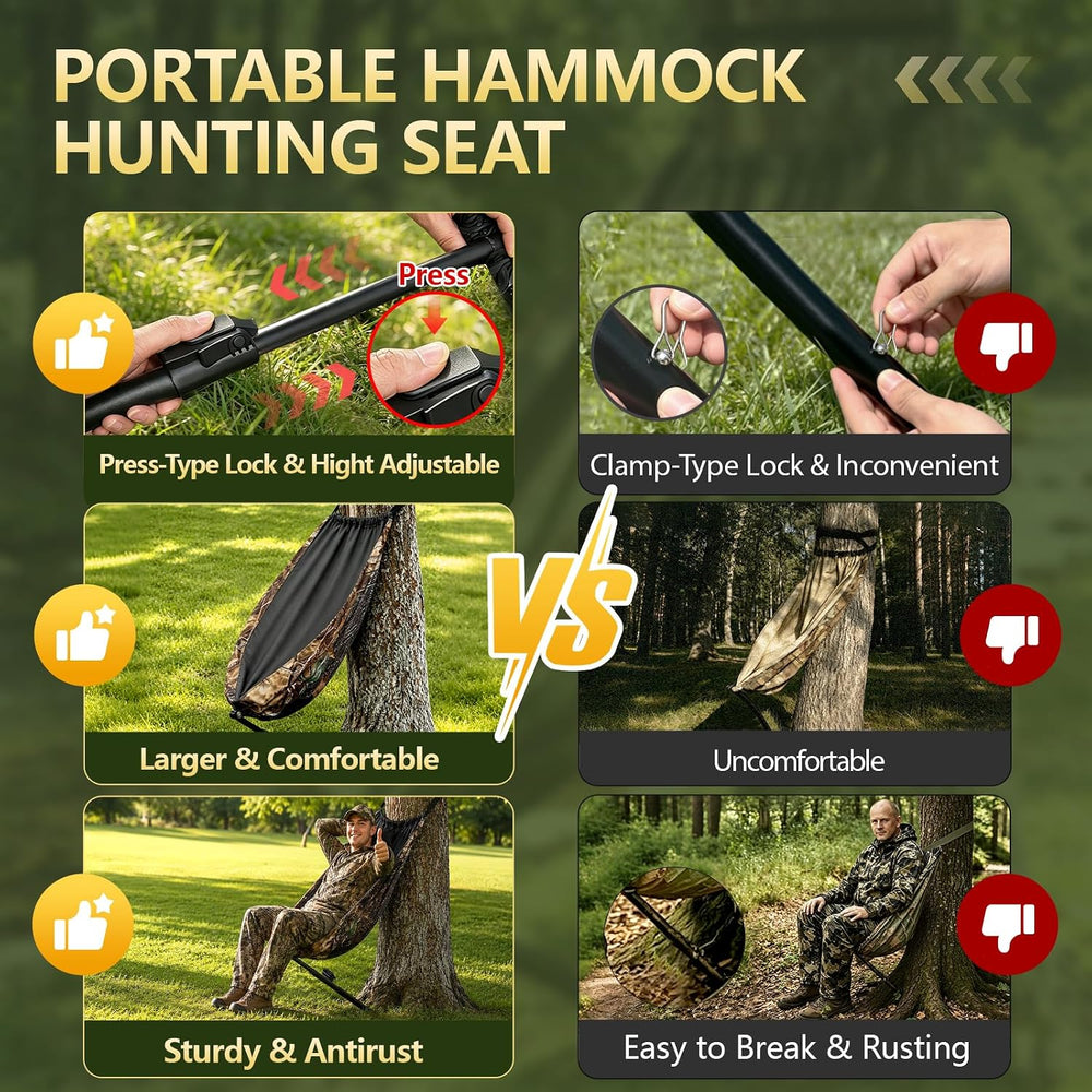 Portable Hunting Seat, Adustable Hammock Hunting Chair for Ground Hunts