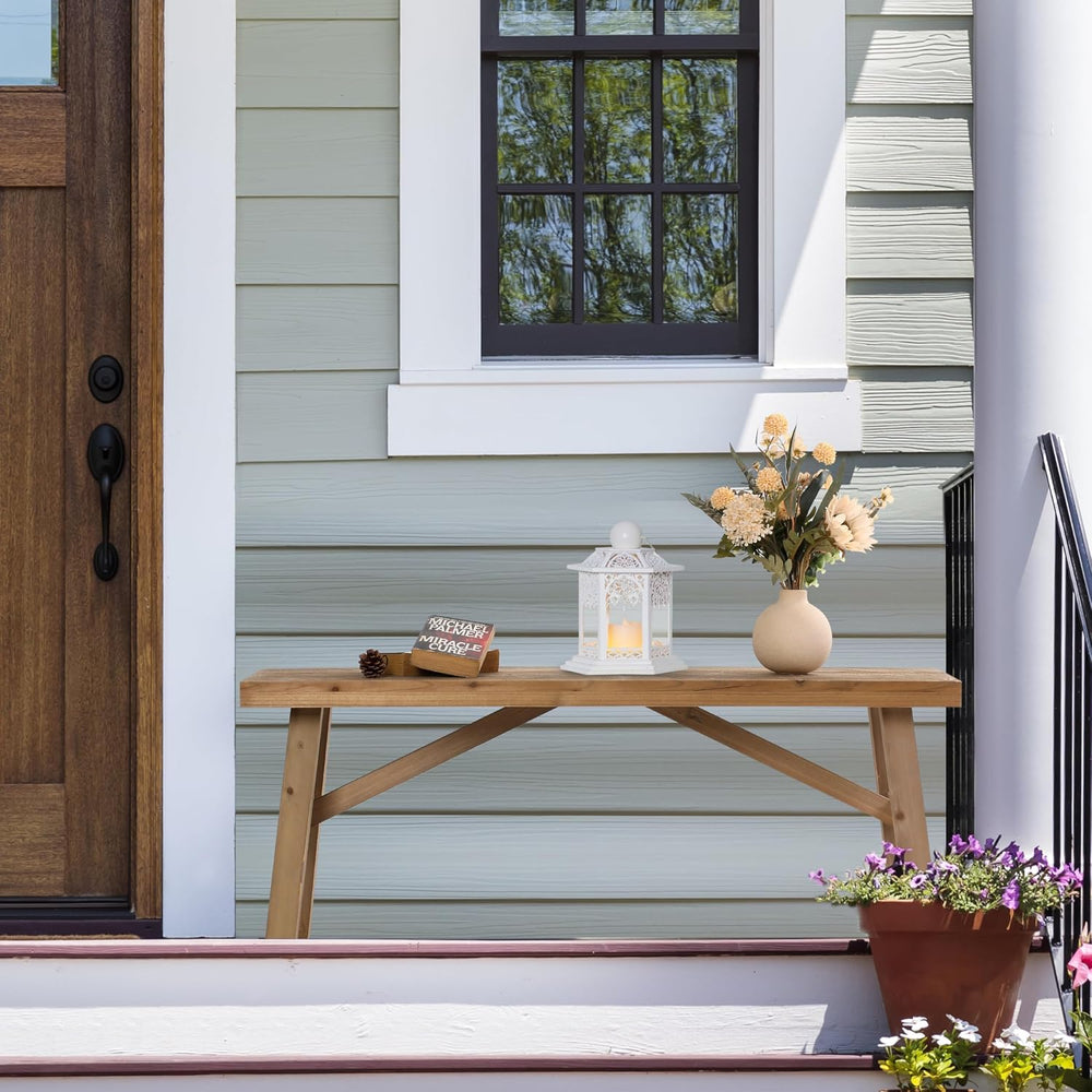 Wnutrees Sawmill Long Solid Wood Bench,43" Farmhouse Entryway Bench,Natural