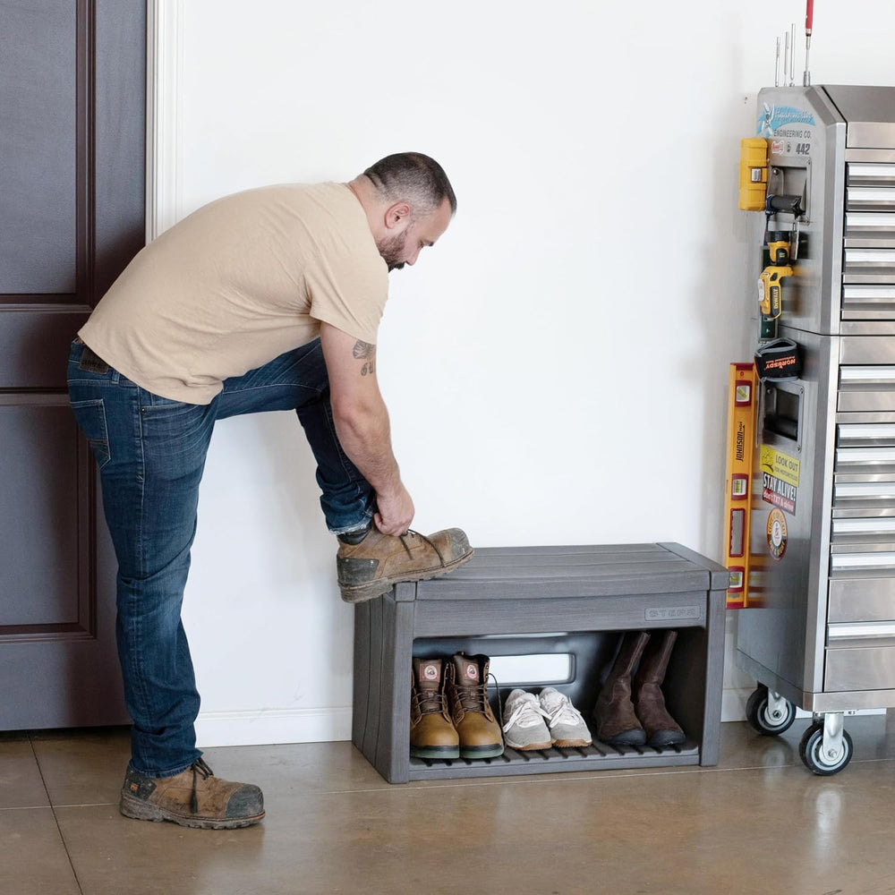 Step2 Lakewood Boot Bench, Functional Entryway Rack, Shoe Organizer Utility B...