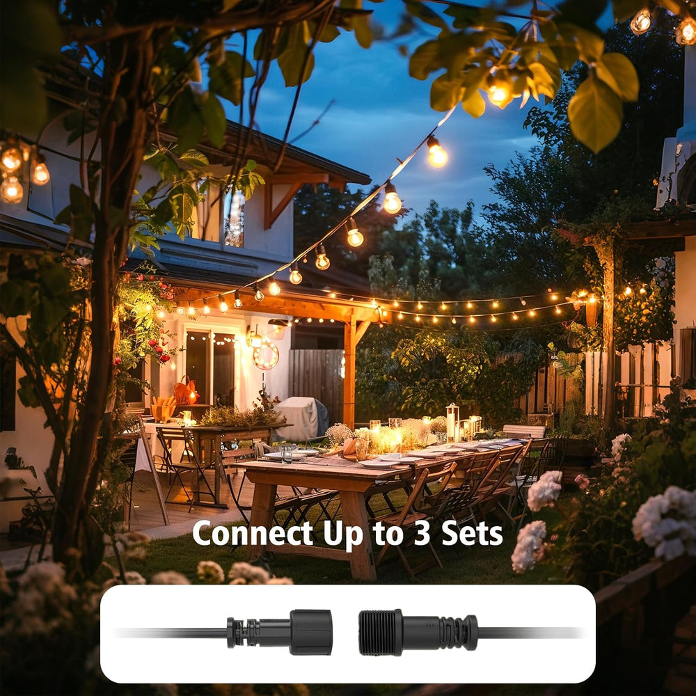 G40 LED Outdoor String Lights, 100FT LED Patio Lights with Light Sensor Timer...