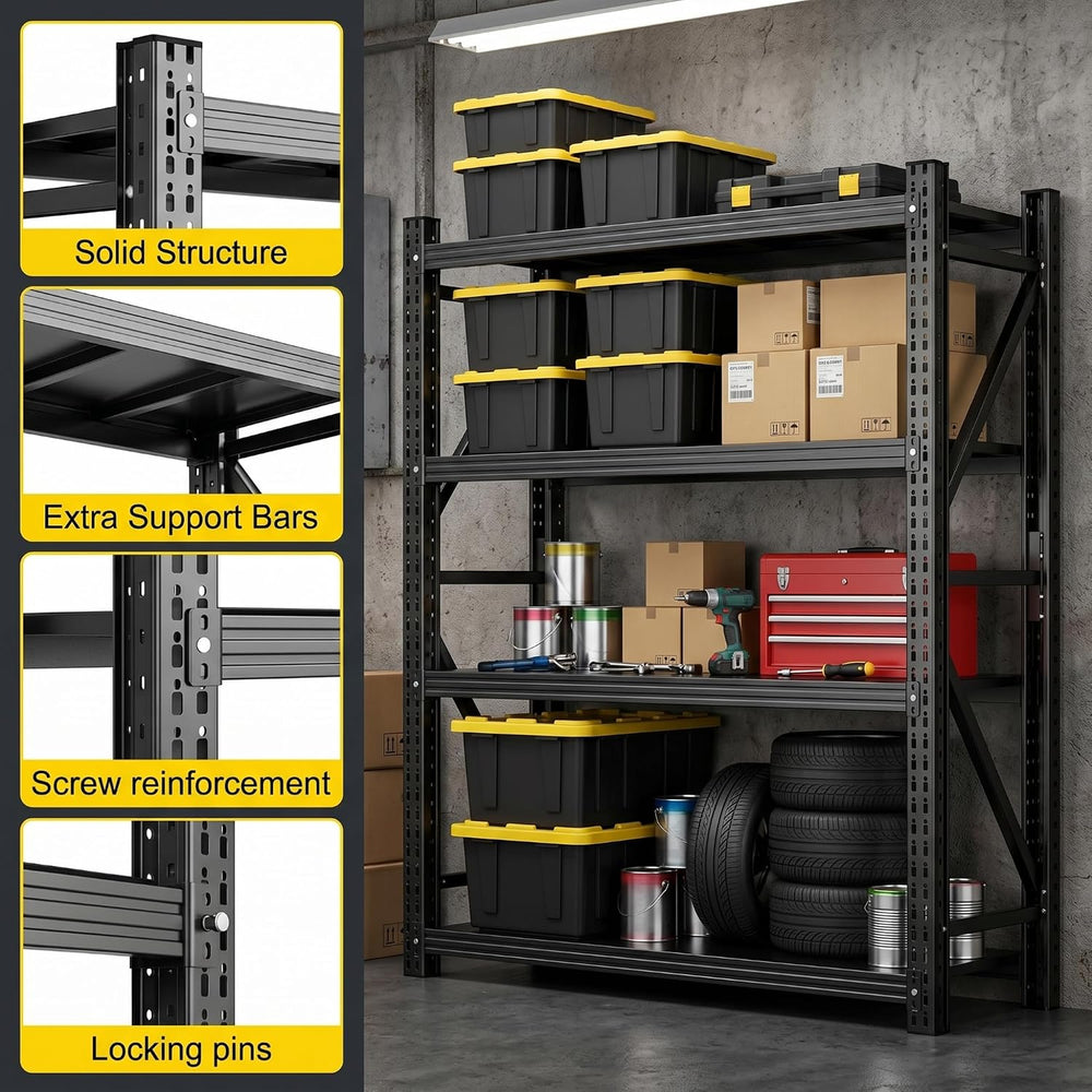 3500LBS Storage Shelves,Garage Shelving Heavy Duty,4-Tier Adjustable Metal St...