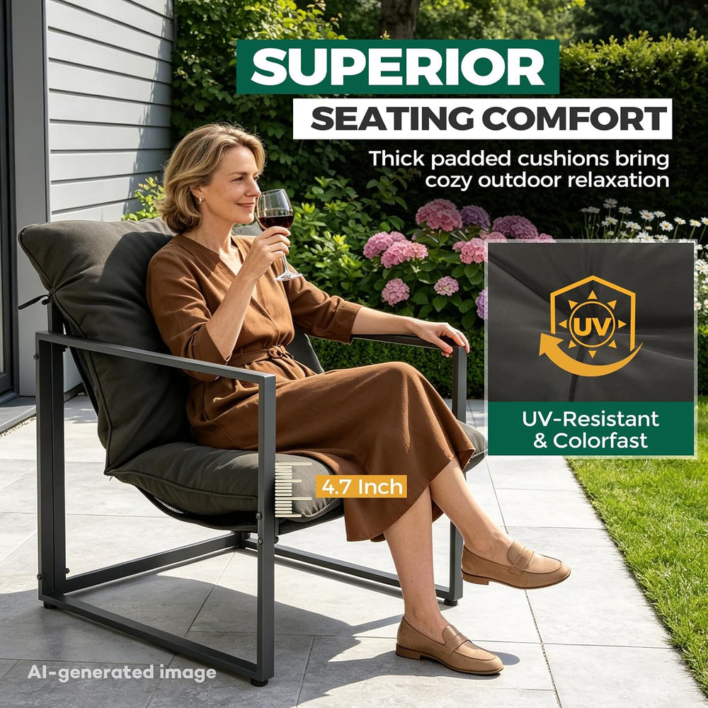 4 Piece Outdoor Patio Furniture Set with Coffee Table & Cushions