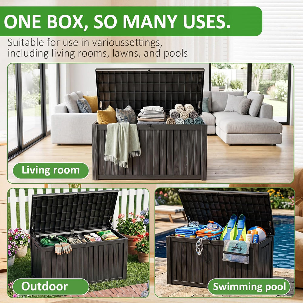 EasyUp 250Gal Large Outdoor Storage Box Waterproof Lockable Deck Boxes