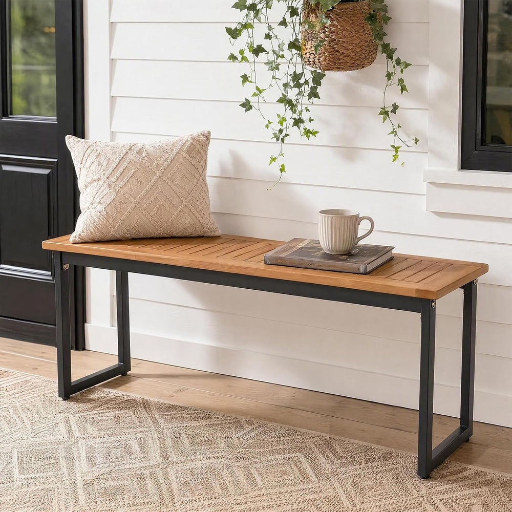 Tangkula 2-Seater Outdoor Dining Bench, 800 LBS Max Load (2 Pack,Natural)
