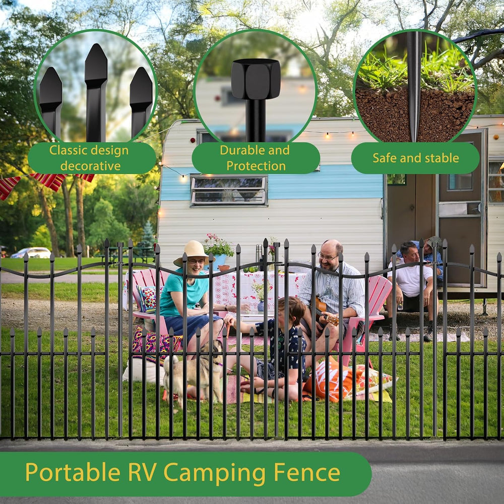 10 Panels No Dig Decorative Garden Fence with Gate, 32in(H) × 22ft(L) Heavy-D...