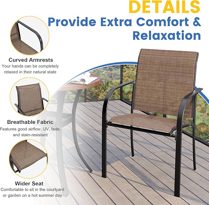 VICLLAX Patio Dining Set for 6, All Weather Metal Outdoor Furniture Set Inclu...