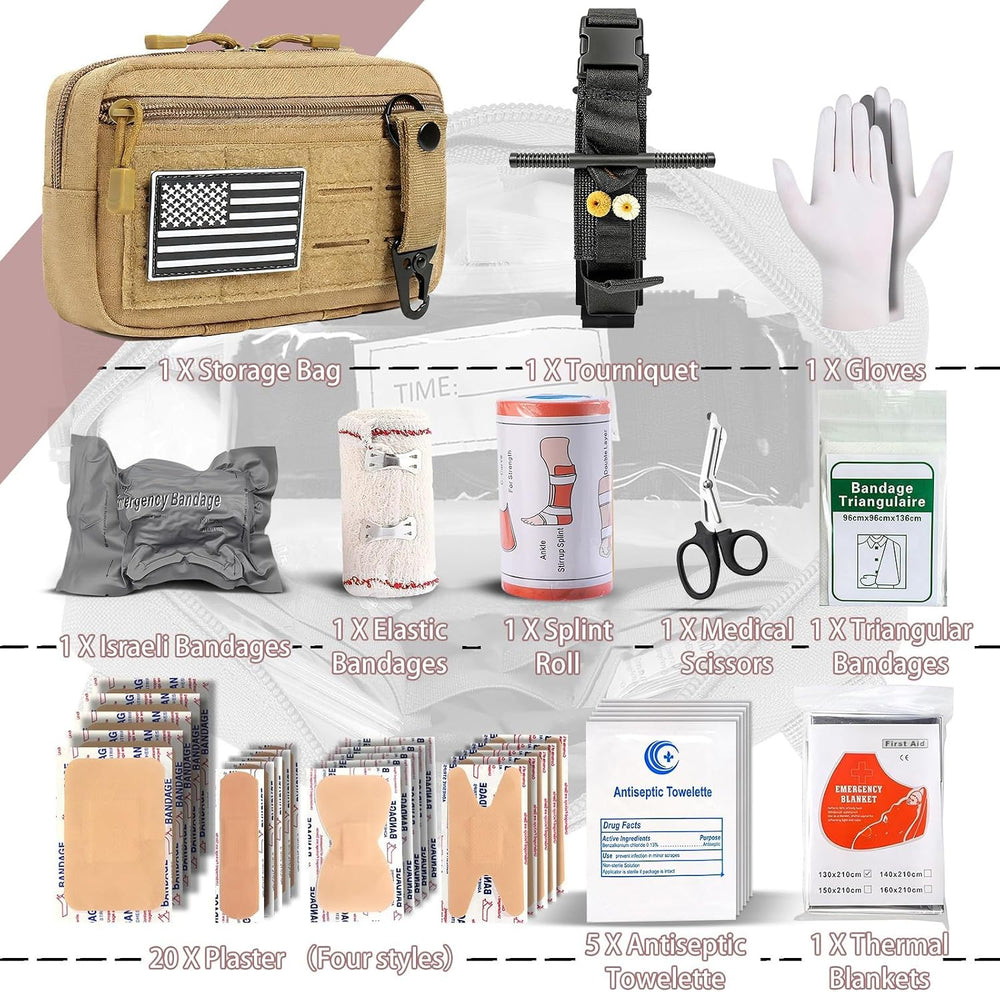 IFAK Trauma Kit with Tourniquet, 4-Inch Israeli Bandage, Elastic Bandages, Se...