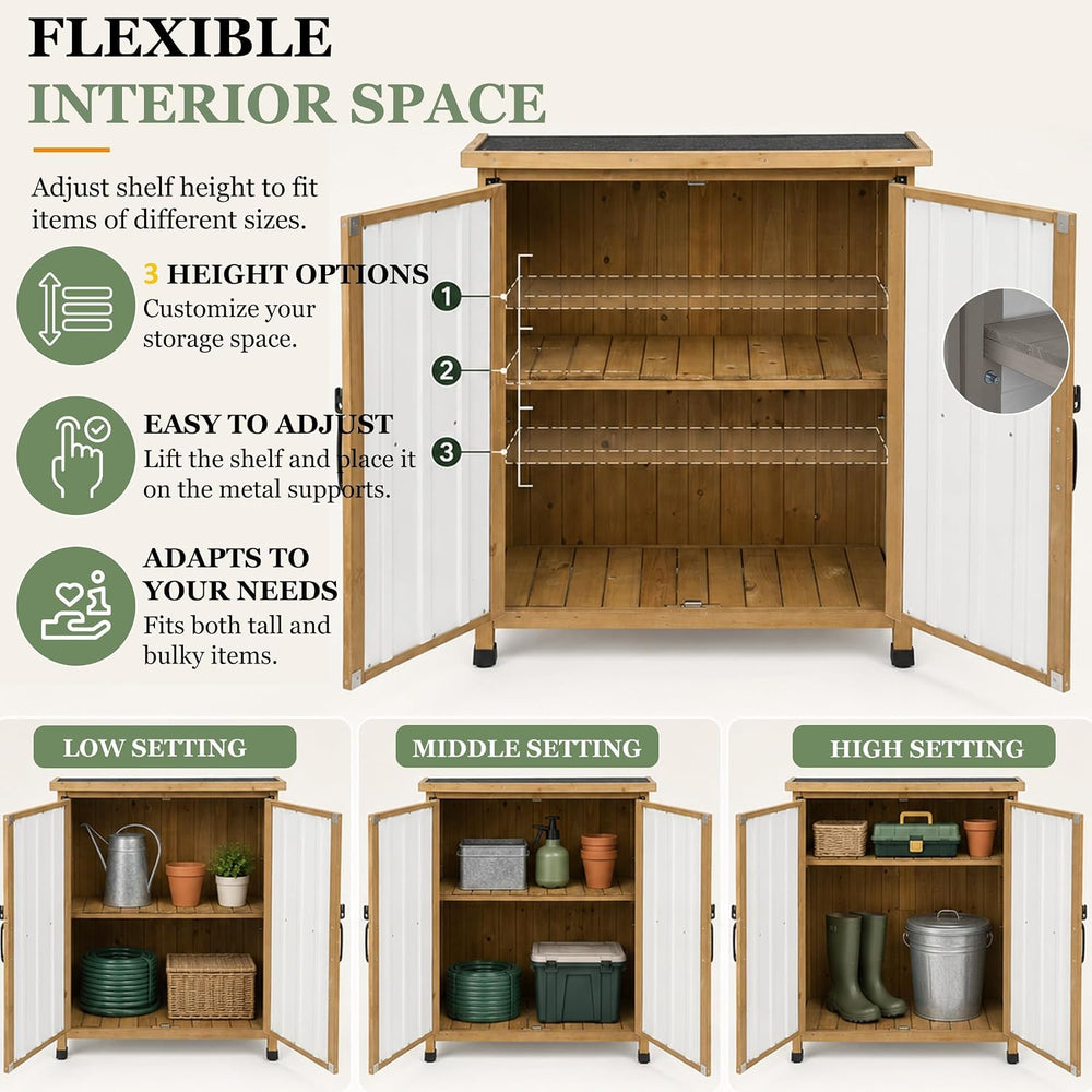 Gowoodhut Outdoor Storage Cabinet Garden Shed Box for Tools Pool Accessorie