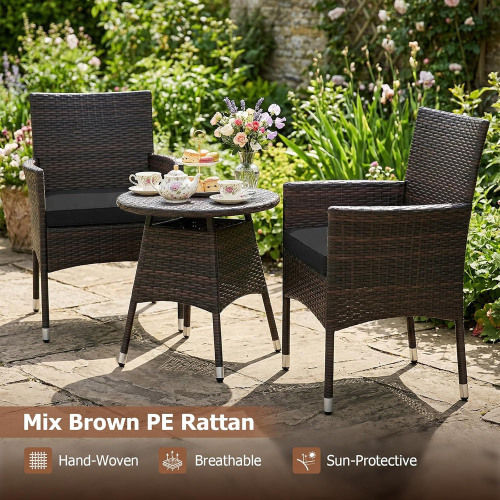 Tangkula 3 Piece Patio Furniture Set, Hand-Woven PE Wicker Conversation Set w...