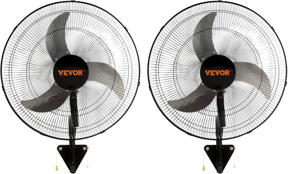 VEVOR 20 Inch Wall Mount Fan, Oscillating, 3-Speed, 4000 CFM, 2 Pack