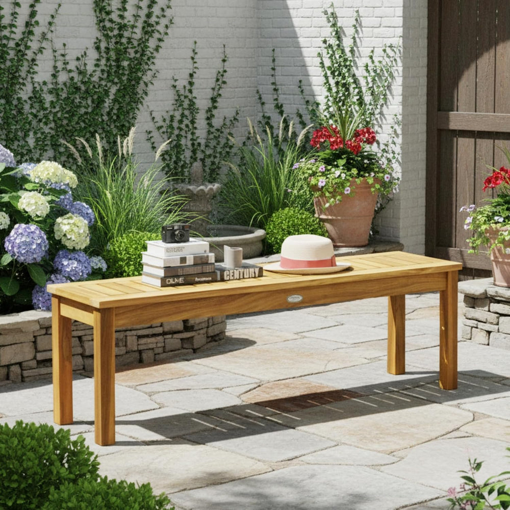 Tangkula 52 Inches Acacia Wood Outdoor Bench for Dining Room, Entryway, Pools...