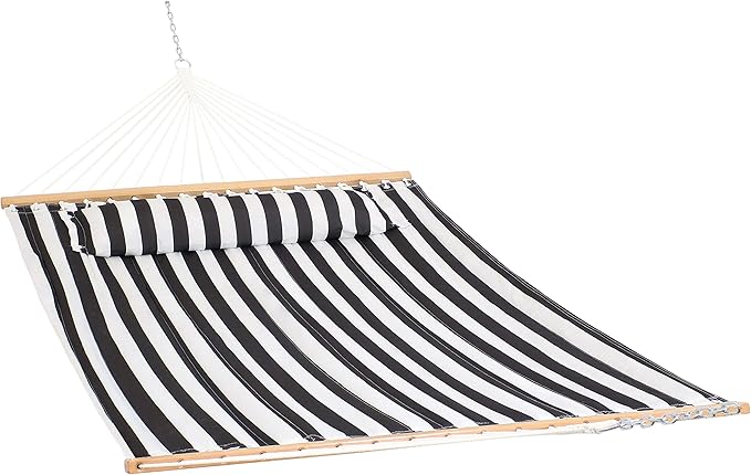 Sunnydaze Quilted Outdoor Hammock with Spreader Bars - Heavy-Duty 450-Pound C...