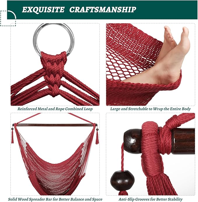 Bathonly Large Hammock Chair with Spreader Bar, Caribbean Hammock Swing Chair...