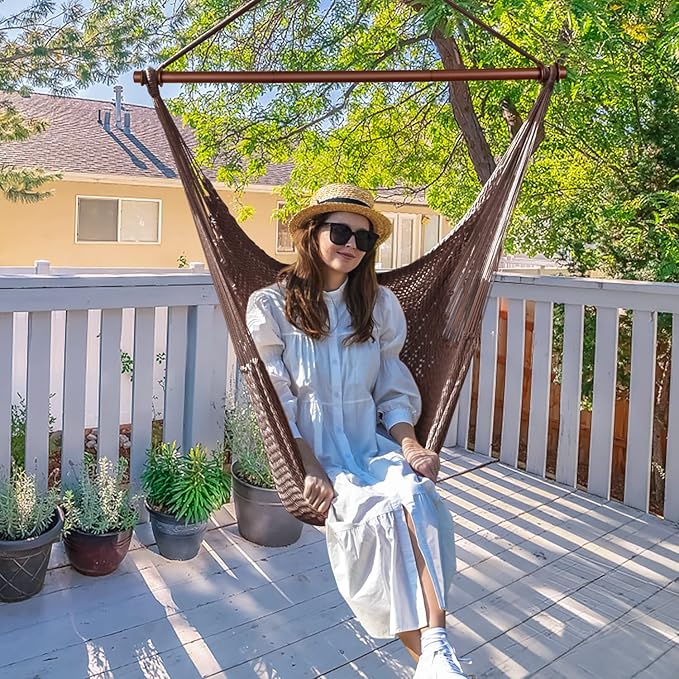 Upgraded Caribbean Hammock Chair with Detachable Metal Bar, Large Hammock Swi...