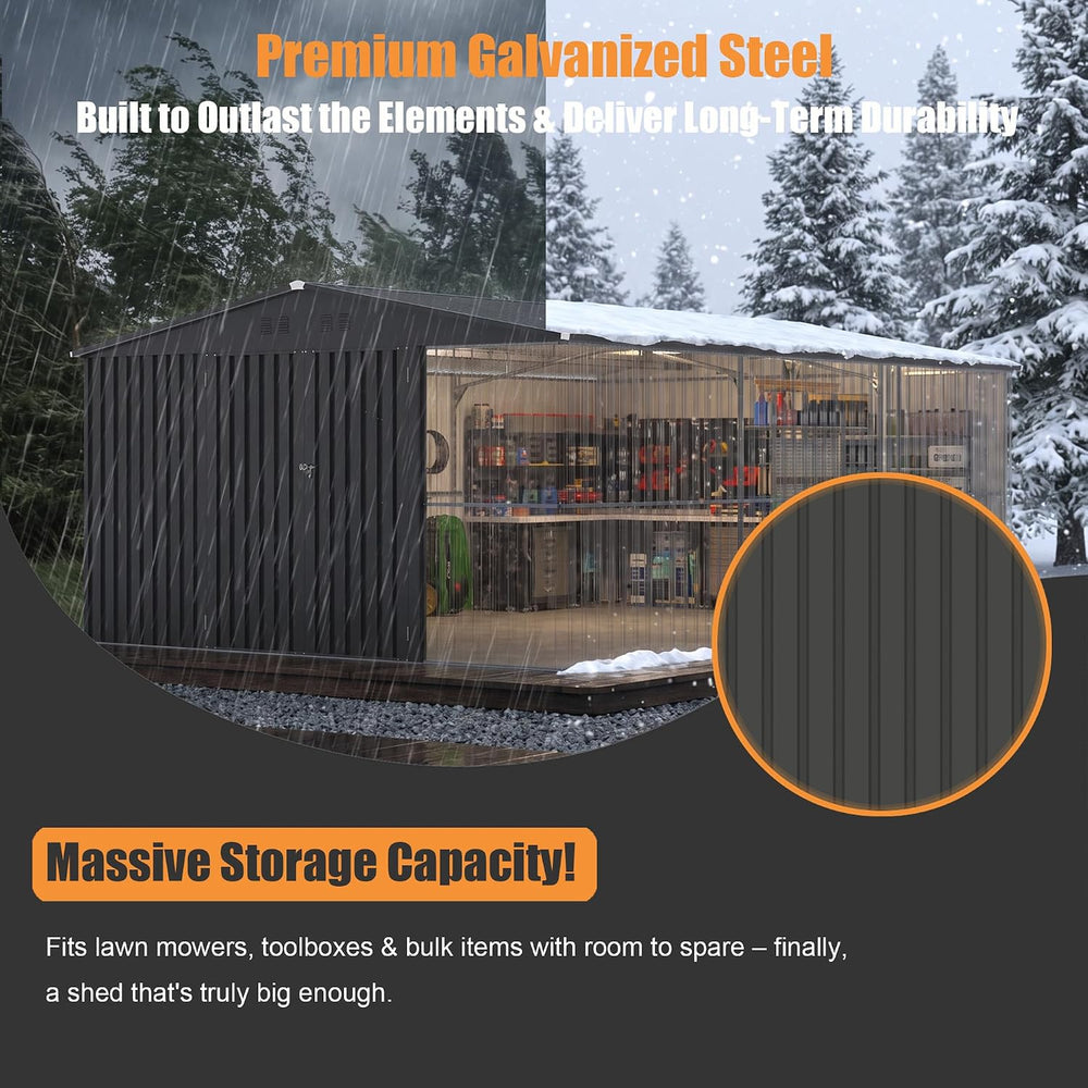 MNLR 12x18 FT Outdoor Metal Storage Shed Extra-Large for Backyards