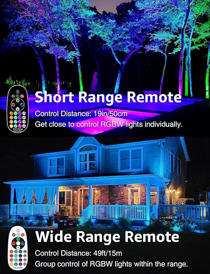 SUNVIE 12W Christmas Low Voltage Landscape Lighting RGB Color Changing LED La...