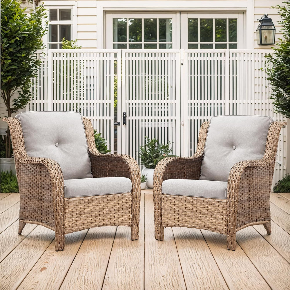 Belord Patio Chairs Set of 2-300 LBS Weight Capacity Outdoor Wicker Chairs wi...