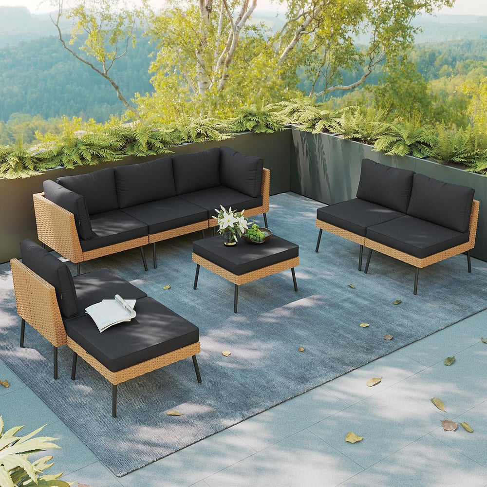Aoxun 8 Piece Patio Furniture Set, 8 Seats Outdoor Sectional Sofas with 4&quo...