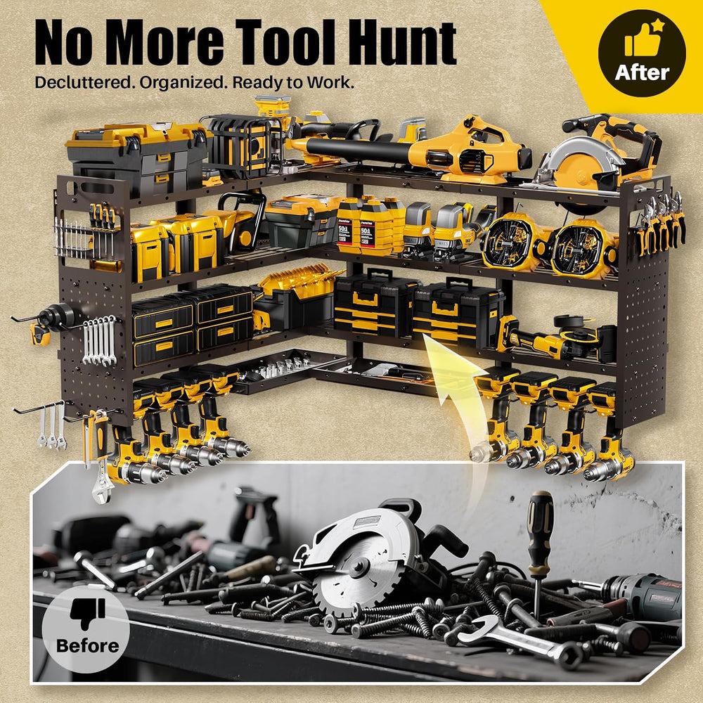 XLarge 64''W Power Tool Organizer Wall Mount, 4-Tier