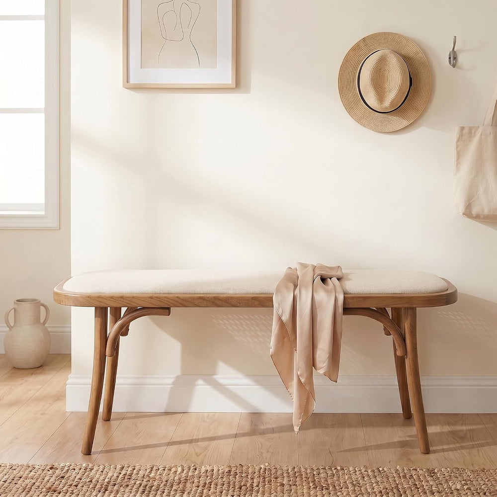 Farmhouse Wood Bench Small Entry Way Bench Seat Narrow Dining Bench Bed End I...