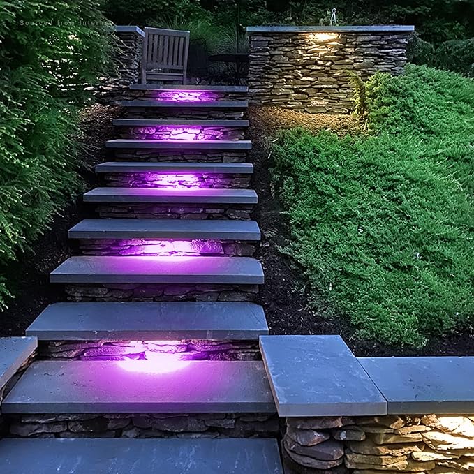 LEONLITE 8-Pack Premium Series RGB 4 Inch 1W LED Retaining Wall Lights Swivel...
