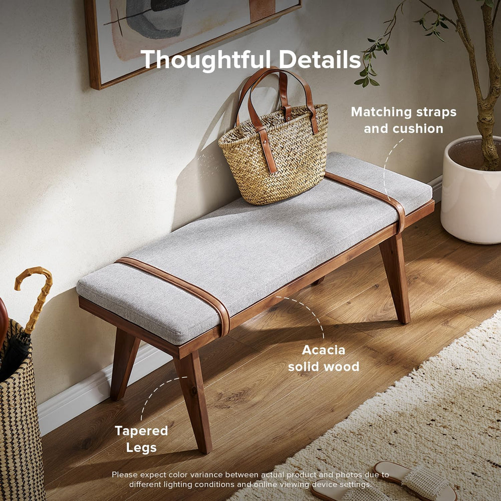 mopio Ted Bench, End of Bed, Solid Wood, Mid-Century Modern, Acacia