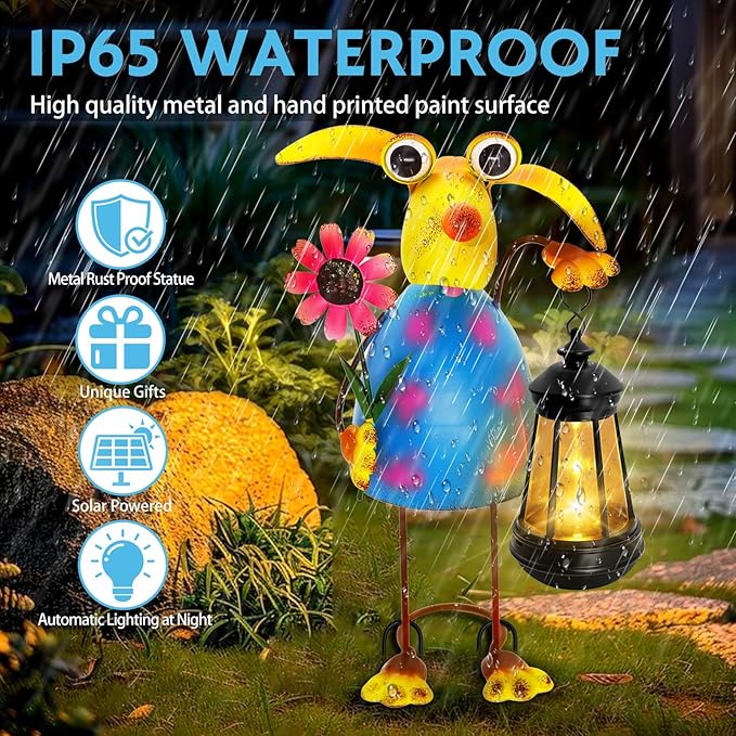 Garden Decor Dog Solar Statues, Unique Garden Statues Dog with Solar Lantern ...