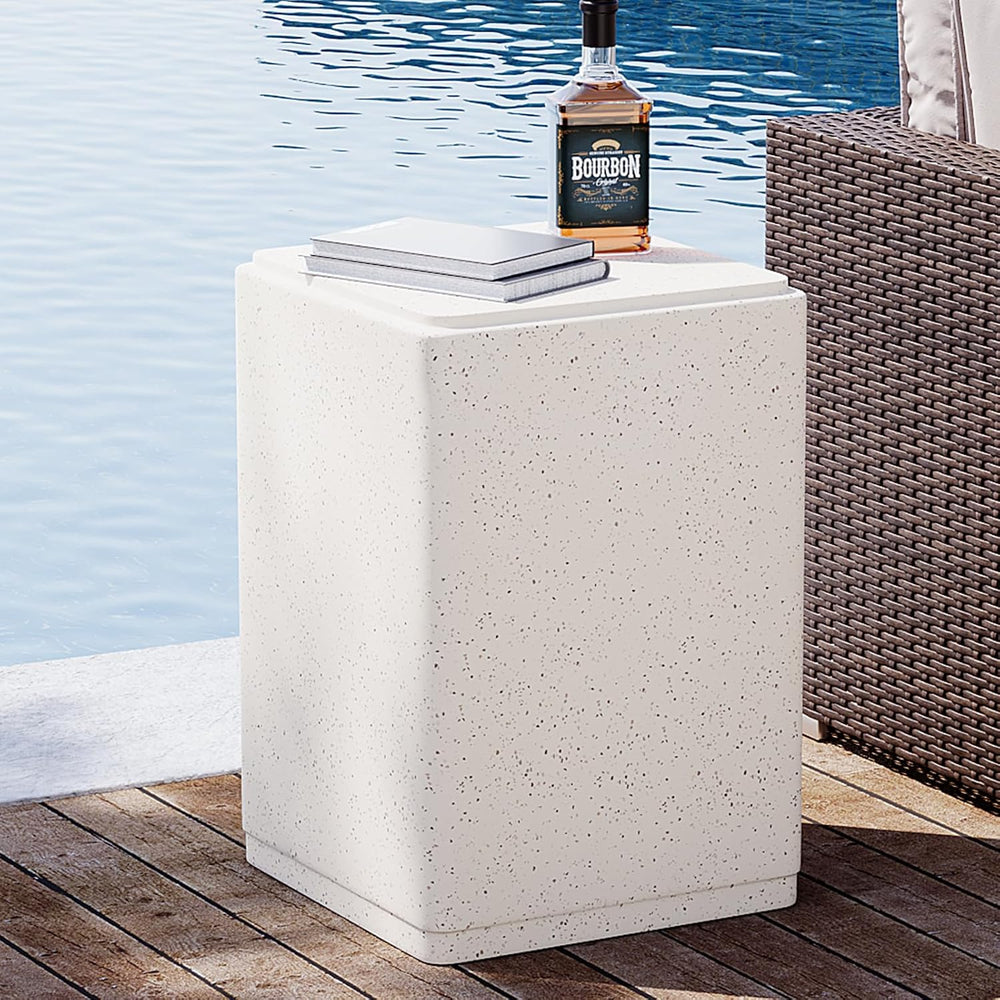 SUNBURY Outdoor Concrete Side Table, 20" H Outdoor End Tables Rectangular