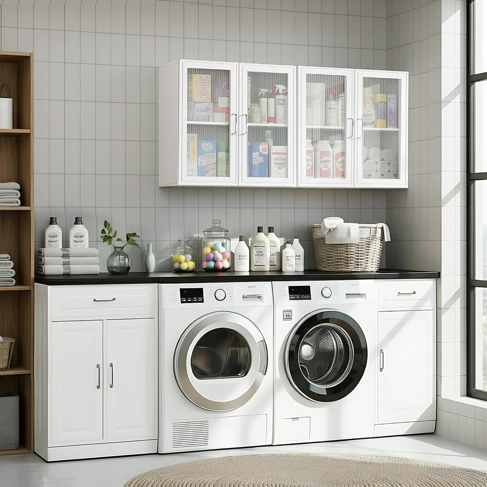 48" W Upper Kitchen Wall Cabinets with Acrylic Glass Doors