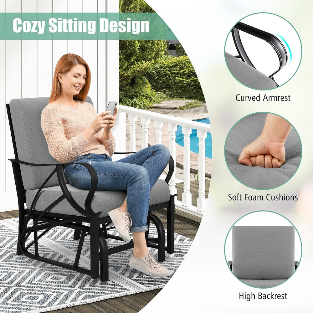 GIANTEX Outdoor Glider, Patio Rocking Chair with Thick Cushion