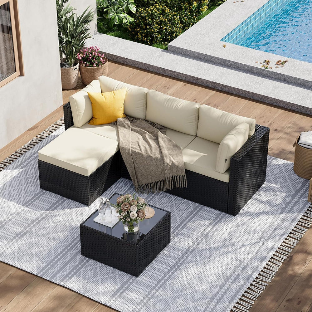Aoxun Patio Furniture Set 5-Piece, Outdoor Sectional Sofas with Washable Cush...