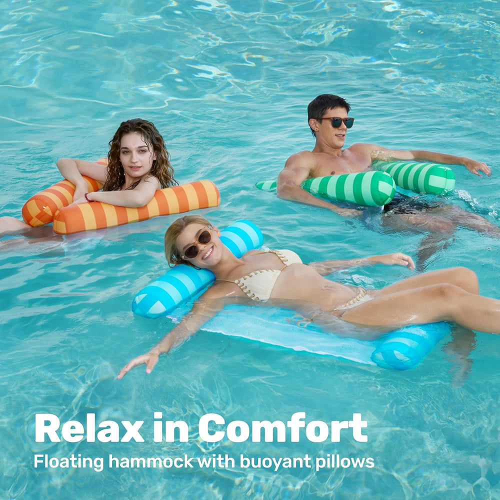 Sloosh 3 Pack Inflatable Pool Float Hammock, Water Lounges, Multi-Purpose Swi...