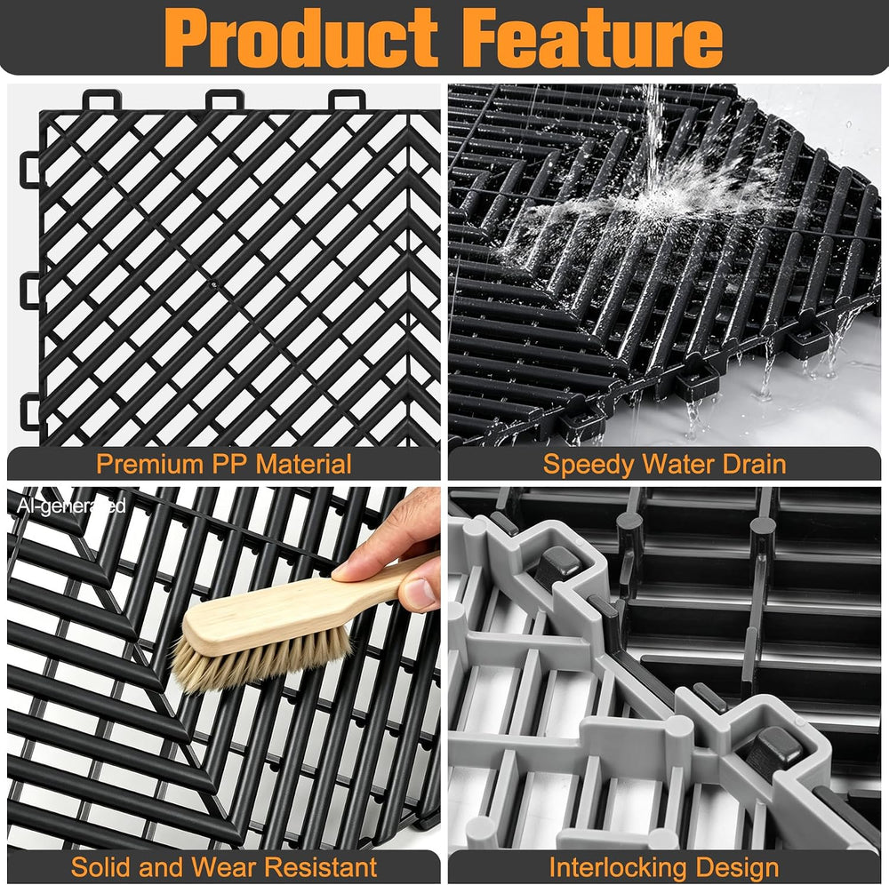 ToLanbbt Interlocking Drainage Tiles 12" x 12" Modular Interlocking...