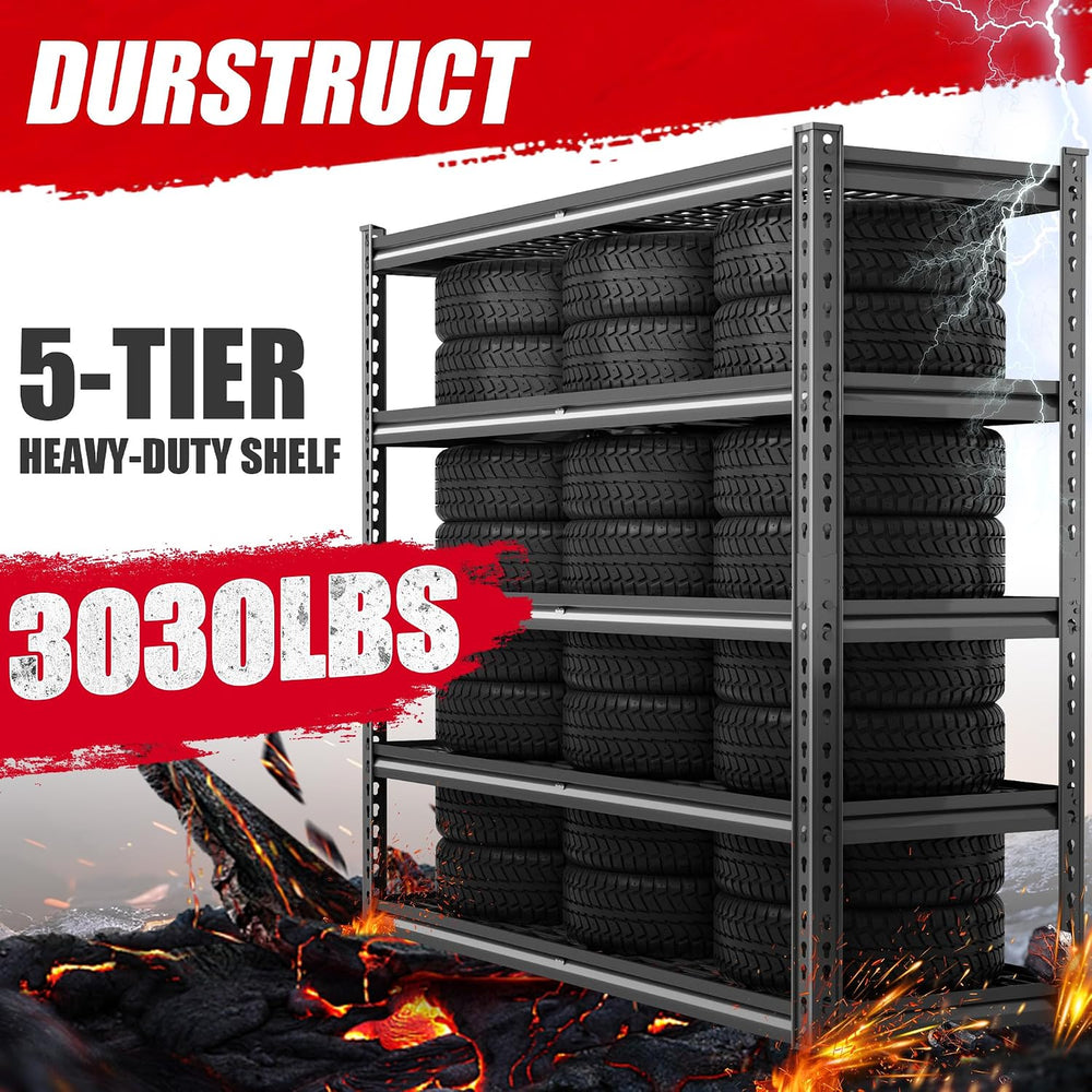 Heavy Duty Garage Storage Shelving, 5-Tier Adjustable Metal Shelving Unit, 30...
