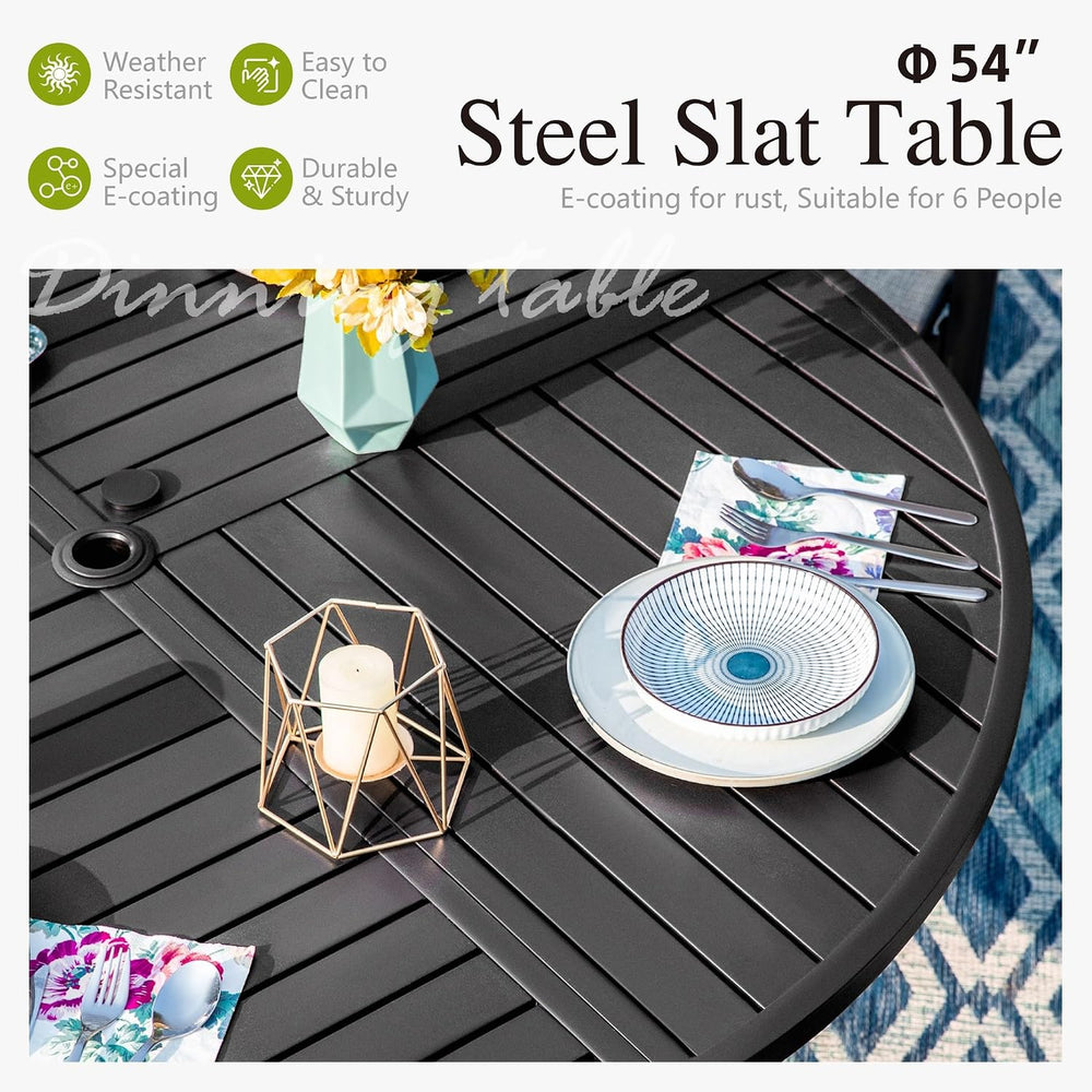 Sophia & William 7 Pc Round Outdoor Dining Set, 54" Metal Table w/ 6...