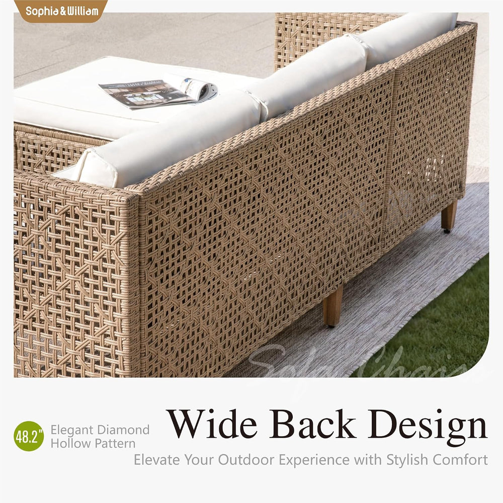 Sophia & William Wicker Patio Furniture Set, L-Shaped Outdoor Sectional