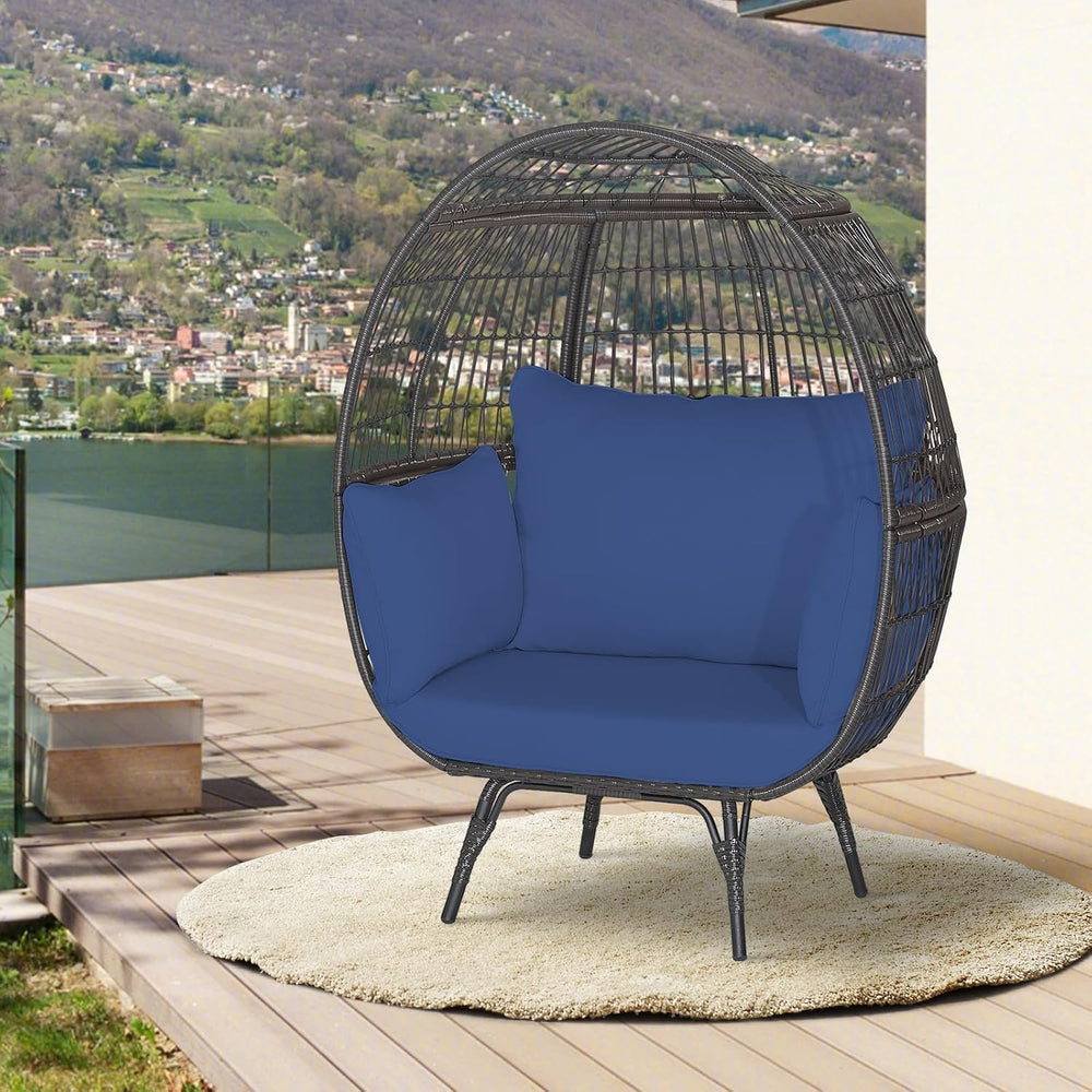 GIANTEX Oversized Wicker Egg Chair, Outdoor & Indoor Hammock Chair with T...